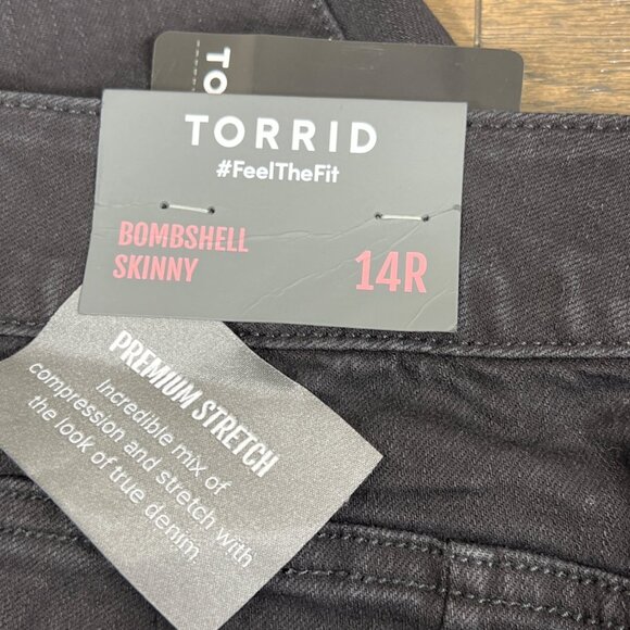 TORRID Bombshell Skinny Jeans Black Sz 14R NWT - Picture 5 of 8
